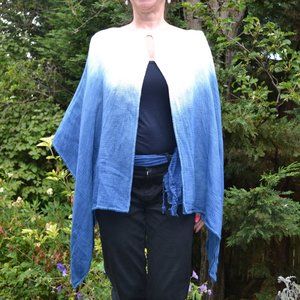 Altogether Lovely Cape/Poncho- *entirely-by-hand-made* - *hand-dyed with indigo*
